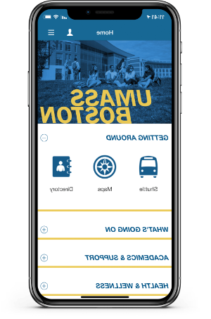 Home screen of the UMass Boston Mobile App
